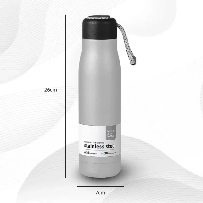 Stainless Steel Water Bottle, 500 ml, Double Wall Vacuum Insulated (Silver) - Image 2