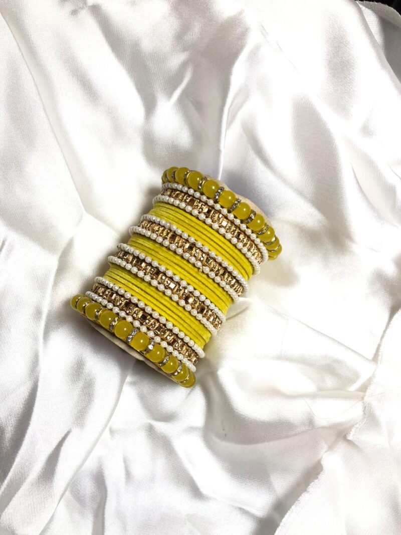 Pearl Yellow Velvet Bangle Set (PB002)