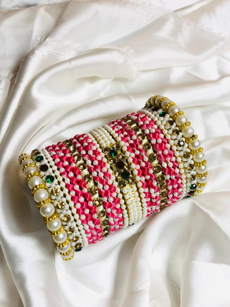 Pink with Gold Pearl Loaded Bangel Set(PL001)